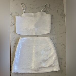 Abercrombie White Sequin Set (mini skort and tank) PERFECT for a bride